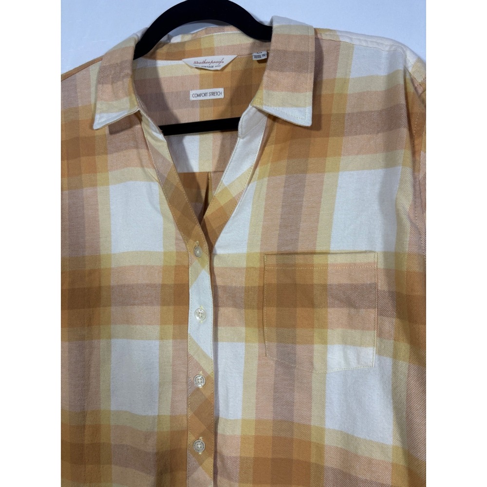 Western Plaid Flannel Weatherproof Vintage Button Up Shirt Womens Large Orange - Picture 3 of 7
